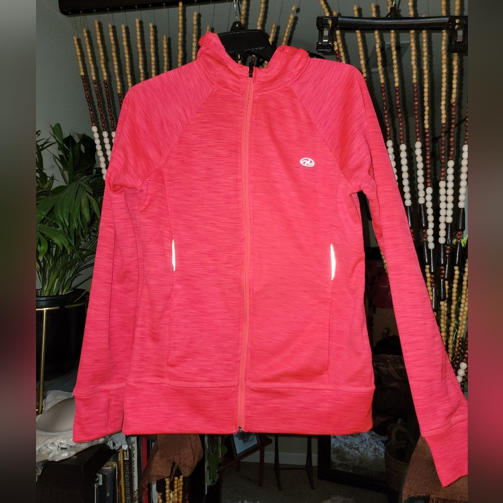 NWT. Bright Pink/color fleece lined zipper hoodie. Size M.